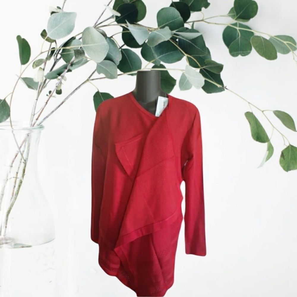 Wren & Rowe Red Draped Asymmetrical Cardin